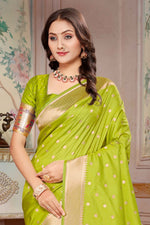 Pear Green Woven Zari Paithani Silk Saree