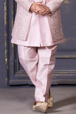 Light Pink Readymade Embroidered Indowestern for Boys