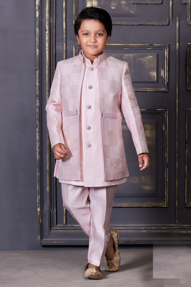 Lemonade Pink Jacke with embroidered work. Indowestern for Boys