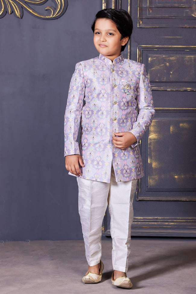 Lavender embroidered work Indowestern for Boys
