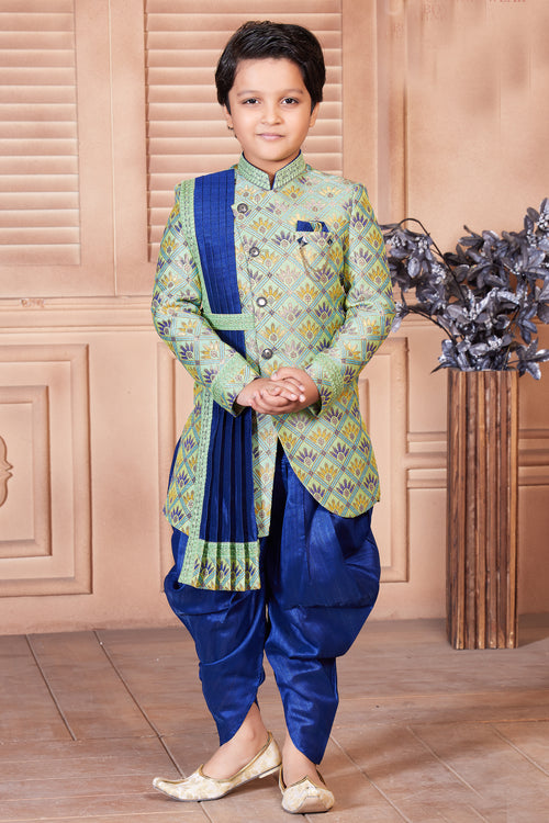 Sea Green with Royal Blue Indo-Western for Boys