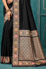 Black Woven Design Border Zari Silk Banarasi Saree