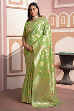 Green with Zari work Silk cotton Traditional Saree