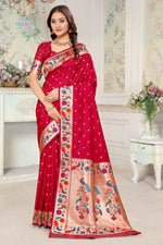 Red Silk Woven Zari Paithani Saree
