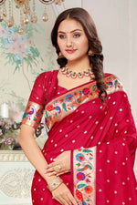 Red Silk Woven Zari Paithani Saree