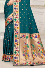 Sea Green Silk Woven Zari Paithani Saree