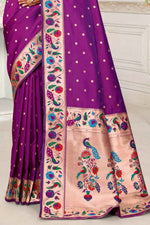 Purple Silk Woven Zari Paithani Saree