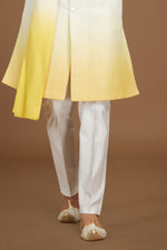 Lemon Yellow Groom's Wear Silk Sherwani For Men