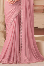 Blush Pink Embellished Georgette Saree with Designer Blouse