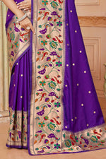 Purple Wedding Wear Zari Weaving Paithani Silk Saree
