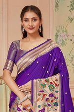 Purple Wedding Wear Zari Weaving Paithani Silk Saree