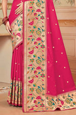 Pink & Gold Wedding Wear Zari Weaving Paithani Silk Saree