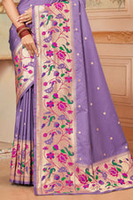 Light Purple Wedding Wear Zari Weaving Paithani Silk Saree