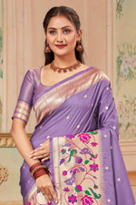 Light Purple Wedding Wear Zari Weaving Paithani Silk Saree