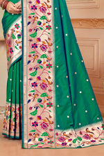 Green Wedding Wear Zari Weaving Paithani Silk Saree