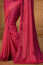 Red Embroidered Border Satin Georgette Saree