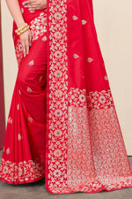 Red Woven Design Zari Banarasi Art Silk Saree