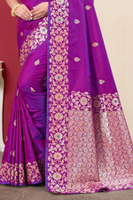 Purple Woven Design Zari Banarasi Art Silk Saree