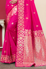 Fuchsia Woven Design Zari Banarasi Art Silk Saree