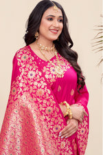 Fuchsia Woven Design Zari Banarasi Art Silk Saree