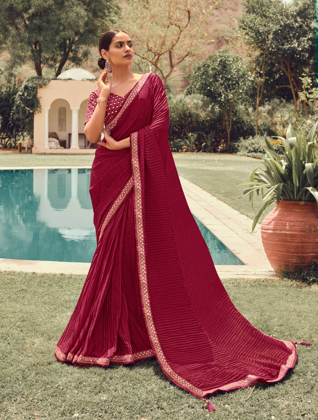 Rani Pink Designer Saree