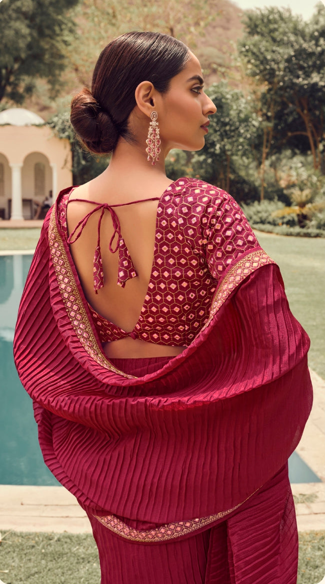 Rani Pink Designer Saree