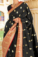 Black With Red Border Silk Traditional Saree