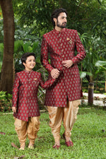 Maroon silk indowestern for wedding Men
