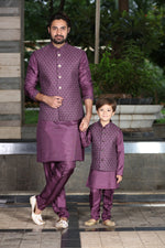 Purple kurta jacket set for Men