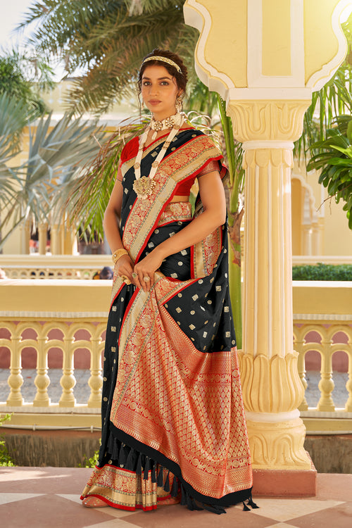 Black with Red Traditional Saree