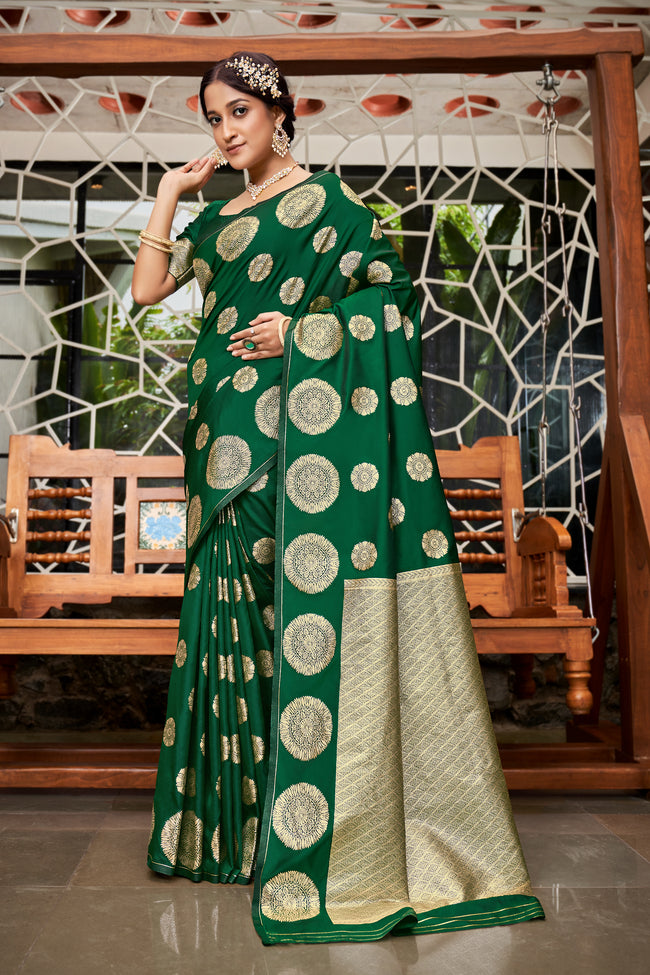 Deep Green Silk Traditional Saree