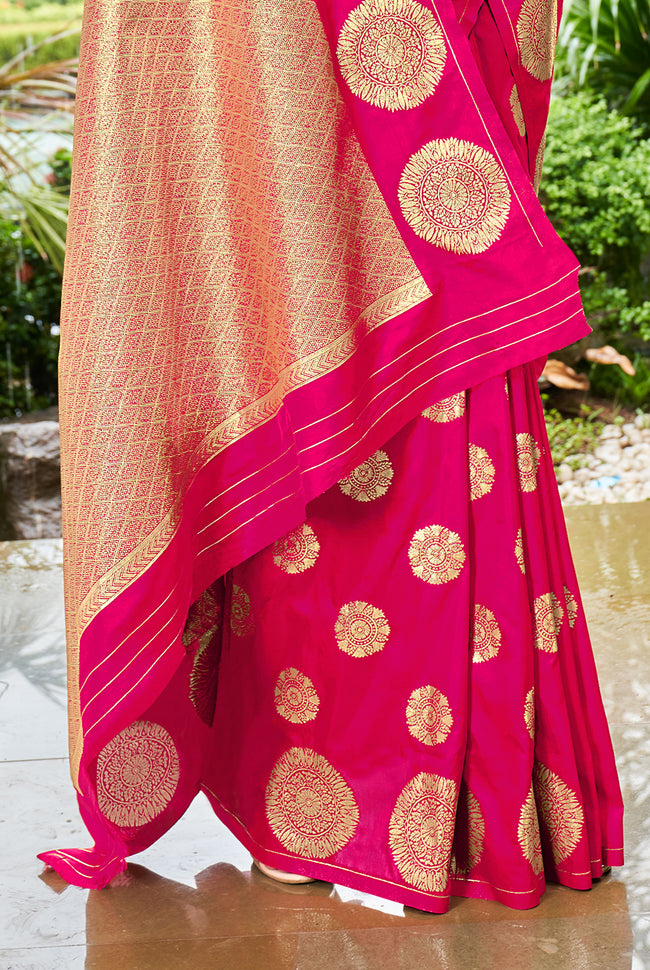 Ruby Pink Silk Traditional Saree
