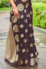 Dark Brown Silk Traditional Saree