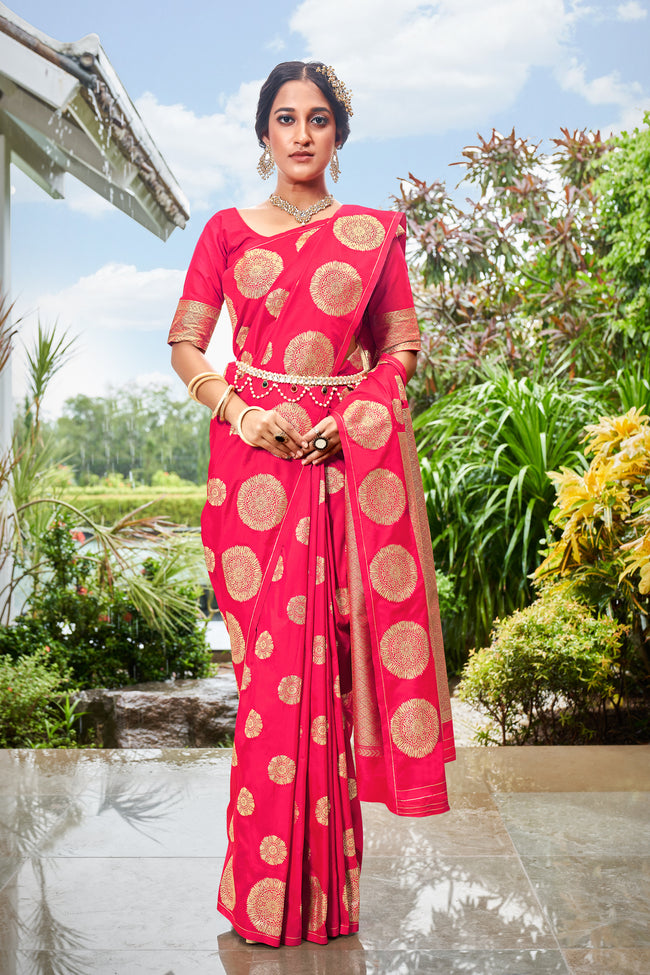 charisma Red Silk Traditional Saree