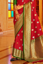 Maroon With Green Border Silk Traditional Saree