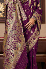 Plum Purple Silk Traditional Saree