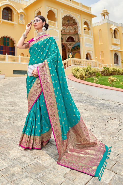 Parrot Green With Pink Border Silk Traditional Saree – paanericlothing