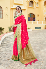 Red With Light Green Border Silk Traditional Saree