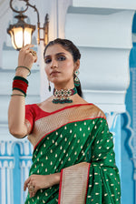Emerald Green With Red Border Silk Traditional Saree
