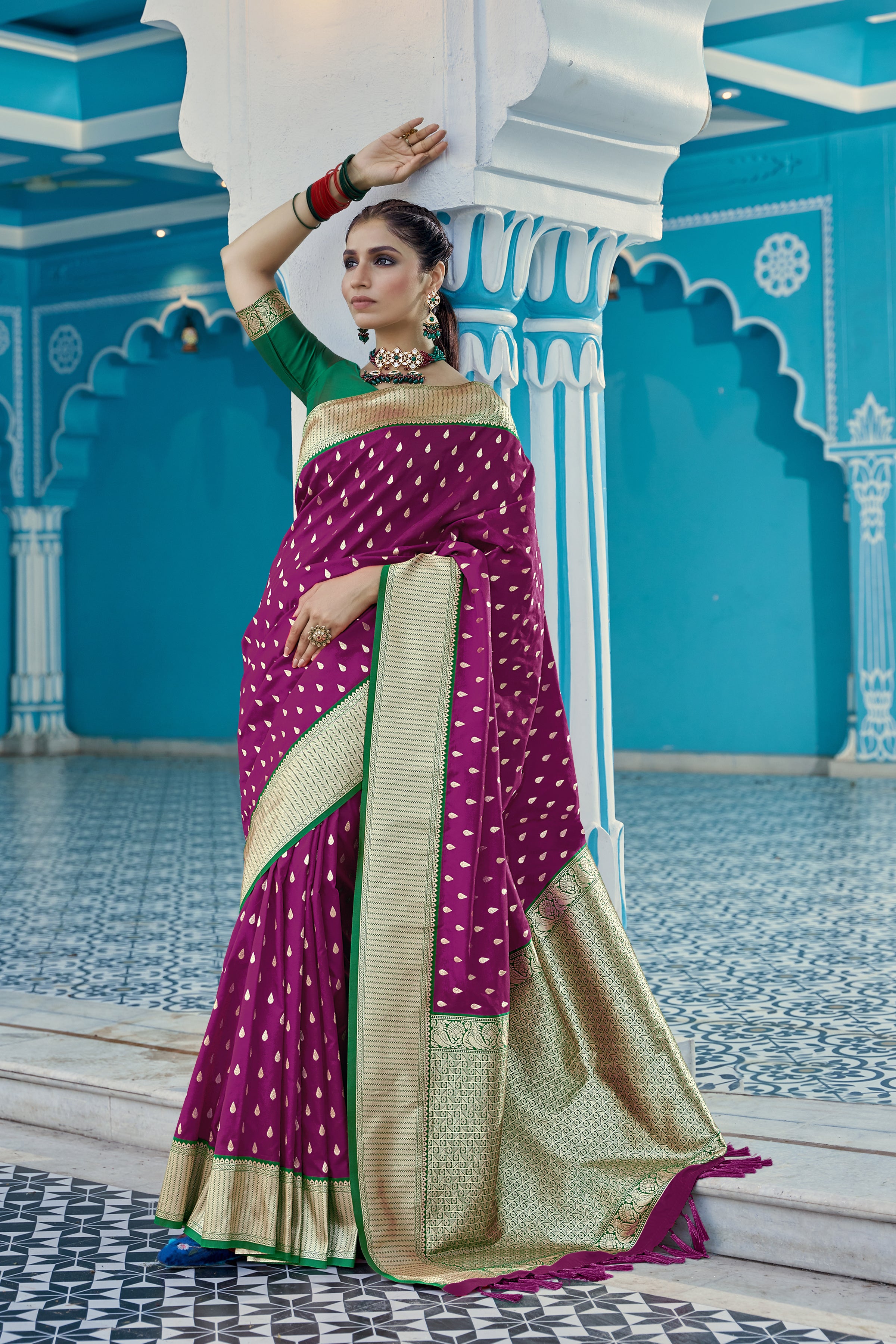 Smooth Patola Silk Weaving Work Designer Traditional Wear Saree in Purple  -6766172112 | Heenastyle