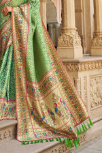 Grass Green Silk Traditional Saree