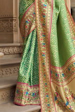 Grass Green Silk Traditional Saree