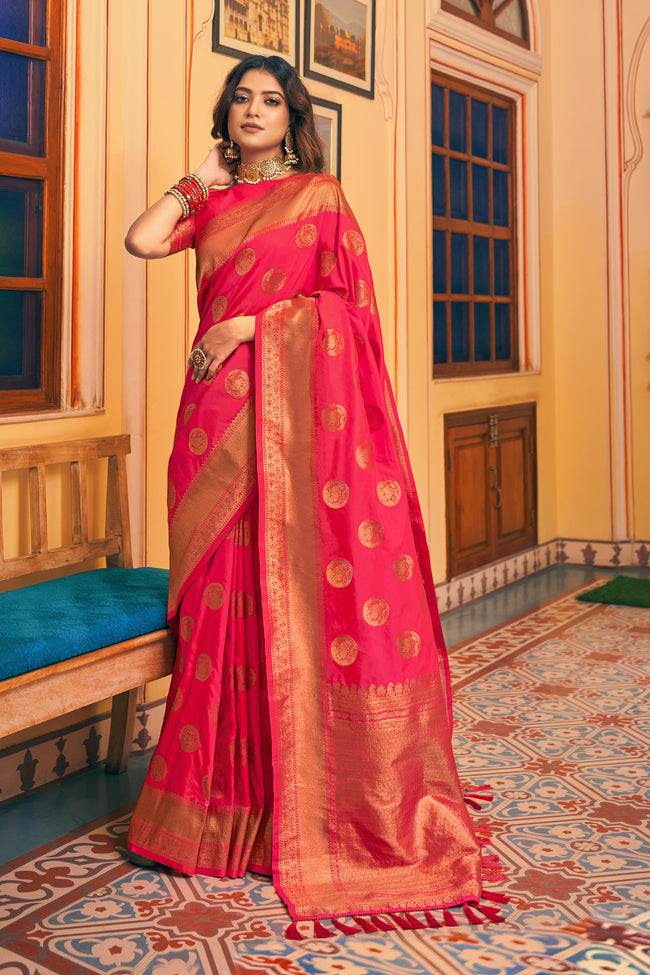 Red With Golden Border Silk Traditional Saree