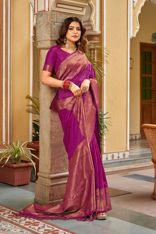 Rani with copper Traditional Saree