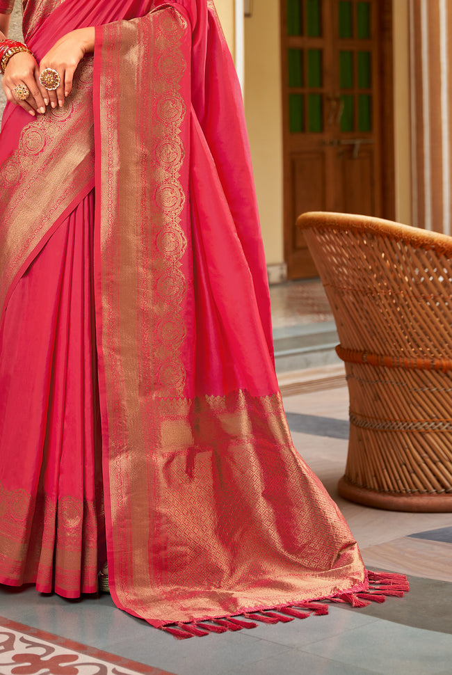 Red With Golden Border Silk Traditional Saree