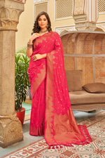 Crimson Red With Golden Border Silk Traditional Saree