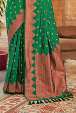 Spring Green With Golden Border Silk Traditional Saree