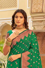 Spring Green With Golden Border Silk Traditional Saree