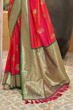 Red With Green Border Silk Traditional Saree