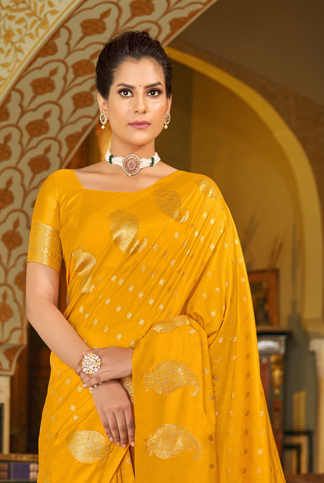 Yellow With Golden Pallu Silk Traditional Saree